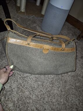Vintage Hartmann Luggage Tweed 20 Inch Duffle Tan Leather Trim